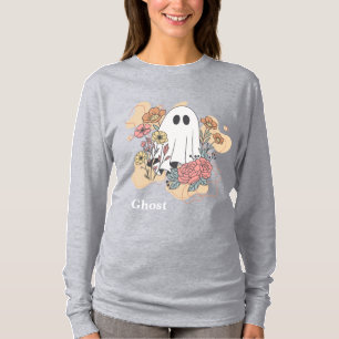 Personalisierter Niedlicher Geist Cartoon im Blume T-Shirt