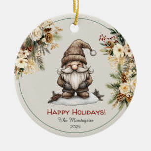 Personalisierter Niedlicher Gnome Familienurlaub F Keramik Ornament