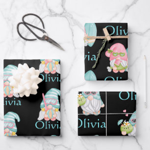 Personalisierter Niedlicher Gnome - Weihnachten Geschenkpapier Set
