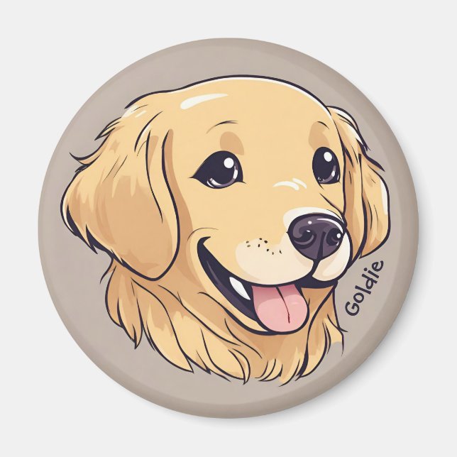 Personalisierter Niedlicher Golden Retriever Magnet (Vorne)
