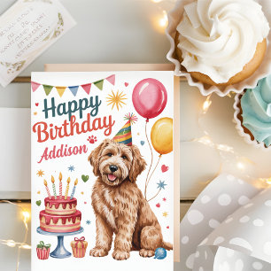 Personalisierter Niedlicher Goldendoodle Geburtsta Karte