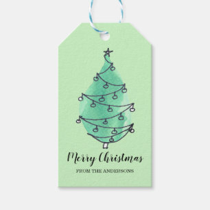 Personalisierter Niedlicher Grüner Weihnachtsbaum Geschenkanhänger