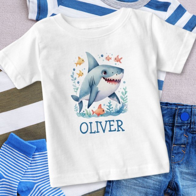 Personalisierter Niedlicher Hai Baby T-shirt (Von Creator hochgeladen)