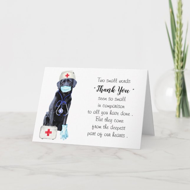 Personalisierter Niedlicher Hund Medizinische Kran Dankeskarte (Vorderseite)