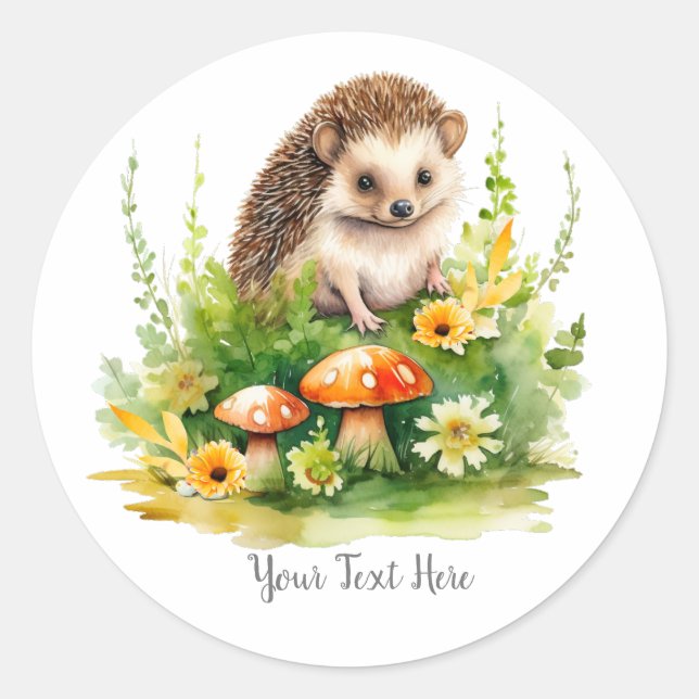 Personalisierter Niedlicher Igel Runder Aufkleber (Vorderseite)