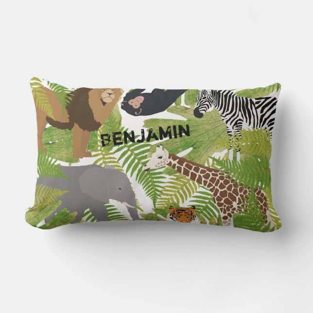 Personalisierter Niedlicher Jungle Animals Safari  Lendenkissen (Vorderseite)