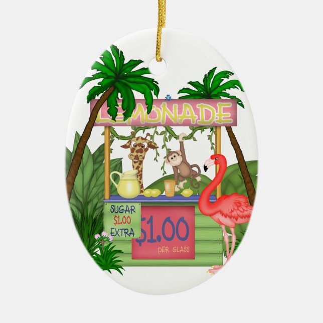 Personalisierter Niedlicher Jungtierstand Lemonade Keramik Ornament (Vorne)