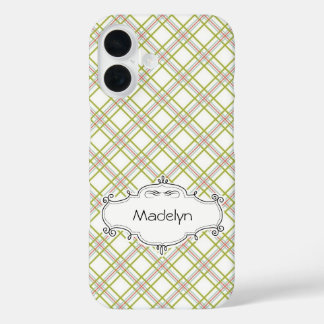 Personalisierter Niedlicher Karierter TelefonCase iPhone 16 Hülle
