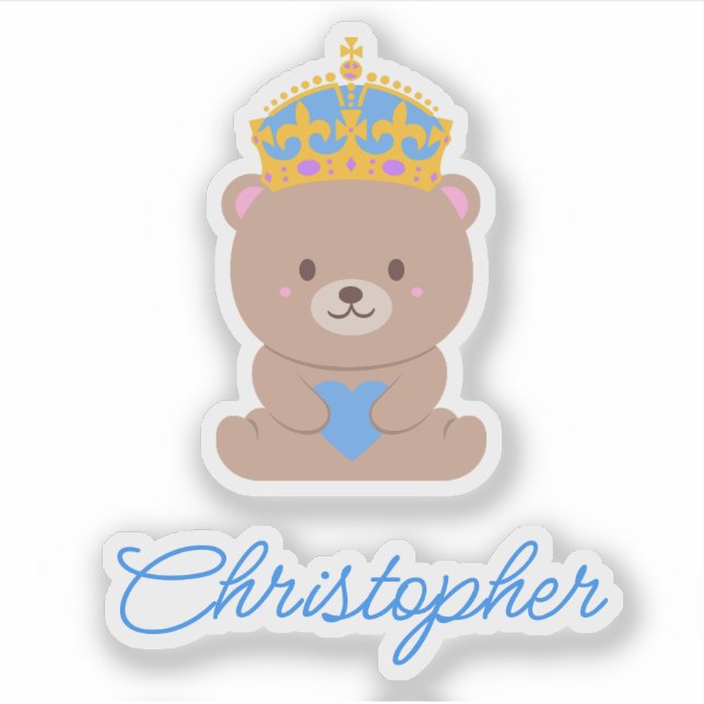 Personalisierter Niedlicher Kawaii Blue Royal Prin Aufkleber (Vorderseite)