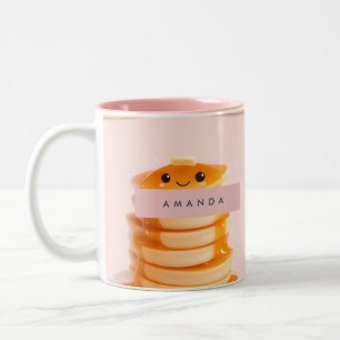 Personalisierter Niedlicher Kawaii Pancake Stapel  Zweifarbige Tasse