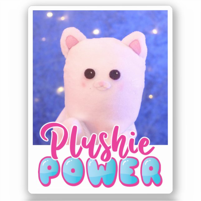 Personalisierter Niedlicher Kawaii Pink Blue Plush Aufkleber (Vorderseite)