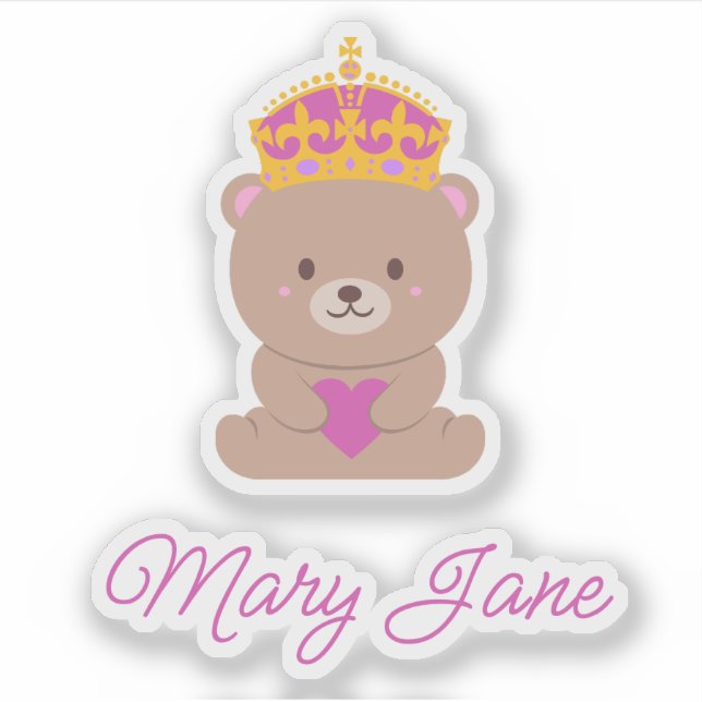 Personalisierter Niedlicher Kawaii Pink Royal Prin Aufkleber (Vorderseite)