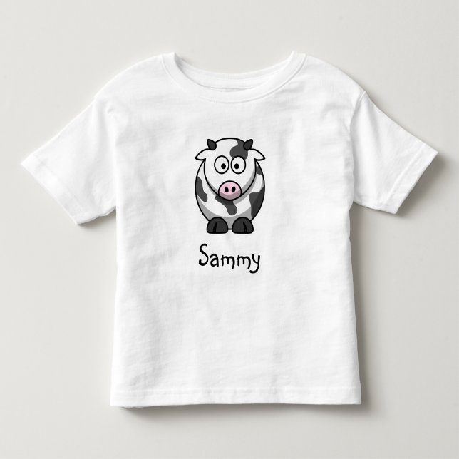 Personalisierter Niedlicher Kuh-Cartoon Kleinkind T-shirt (Vorderseite)