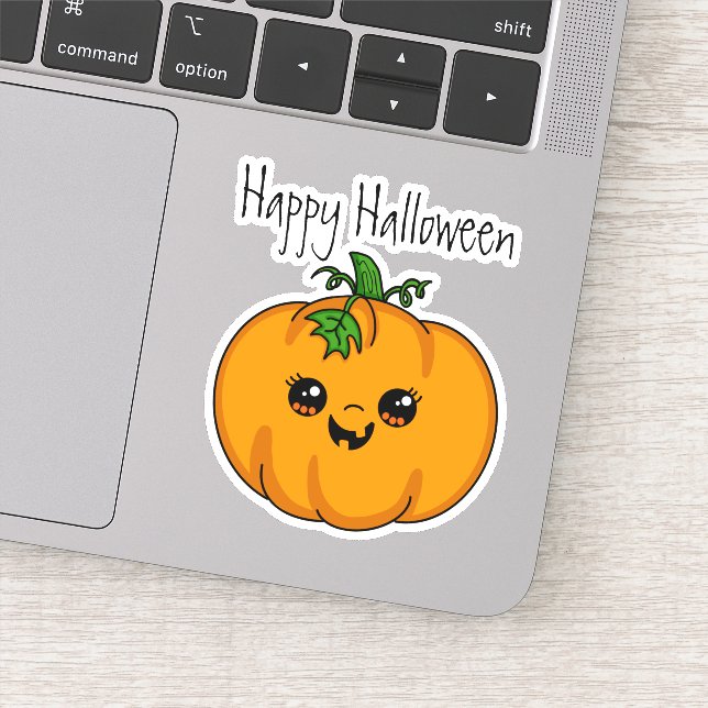 Personalisierter Niedlicher Kürbis Halloween Aufkleber (Detail)