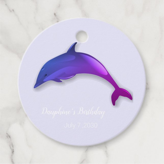 Personalisierter Niedlicher lila Delphin Geschenkanhänger (Vorderseite)