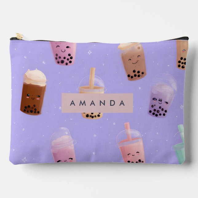 Personalisierter Niedlicher Lila Pasteltee Zubehörtasche (Vorderseite)