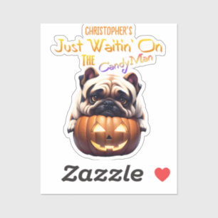 Personalisierter Niedlicher Mops Halloween Puppy C Aufkleber