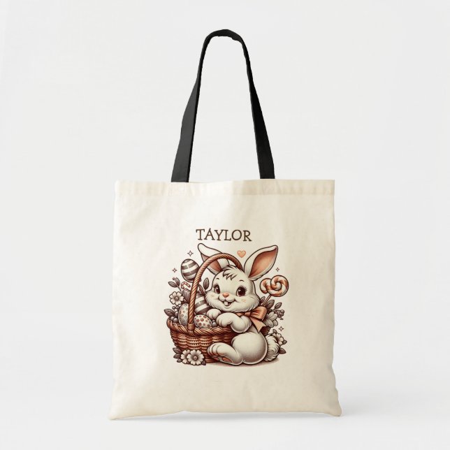 Personalisierter Niedlicher Osterhase Tragetasche (Vorne)