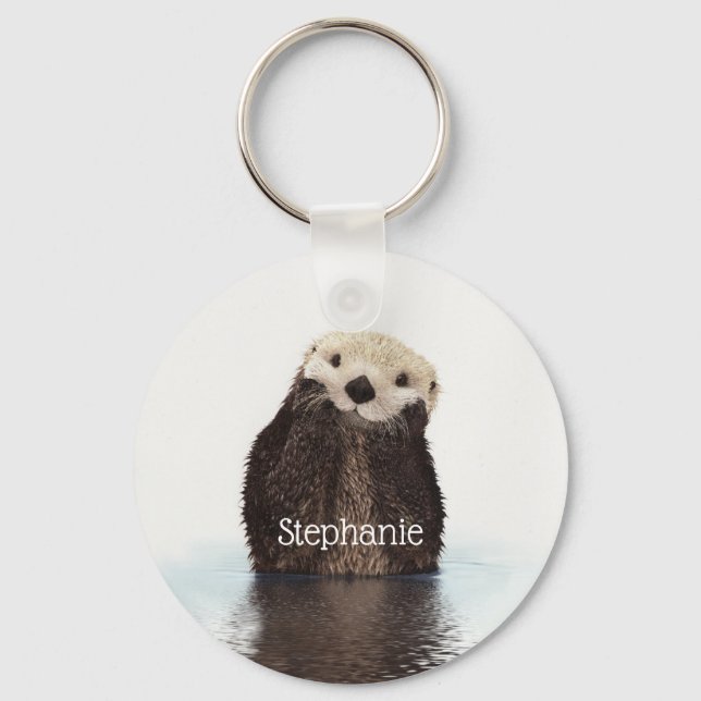 Personalisierter Niedlicher Otter im Wasser Schlüsselanhänger (Vorderseite)
