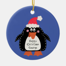 Personalisierter Niedlicher Pinguin Keramik Ornament