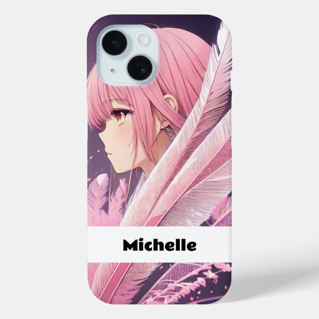 Personalisierter Niedlicher Pink Anime Girl iPhone Case-Mate iPhone Hülle (Rückseite)