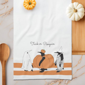 Personalisierter Niedlicher Pumpkin Penguin Funny Geschirrtuch