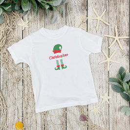 Personalisierter Niedlicher Red Green Elf Weihnach Kleinkind T-shirt