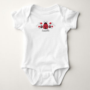 Personalisierter Niedlicher Red Ladybug Säugling  Baby Strampler