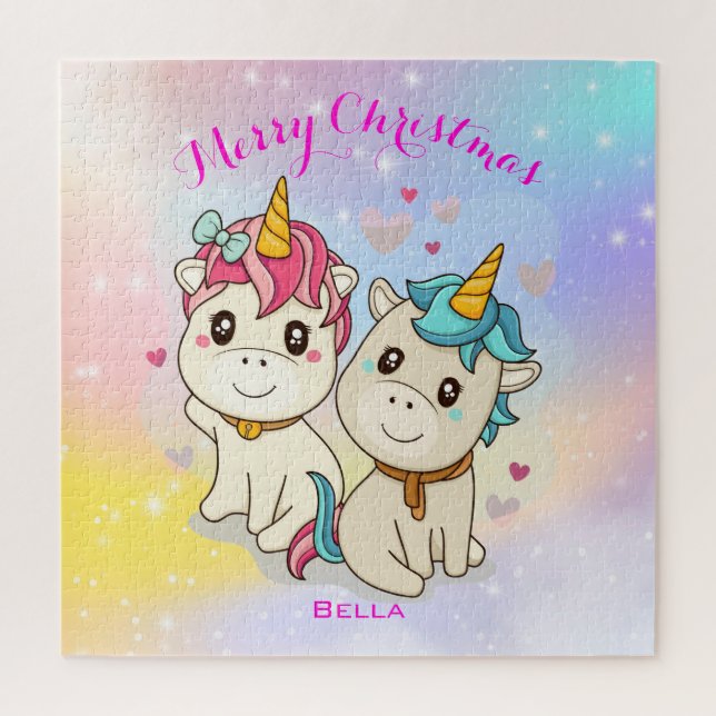Personalisierter Niedlicher Regenbogen Einhorn Car (Vertikal)