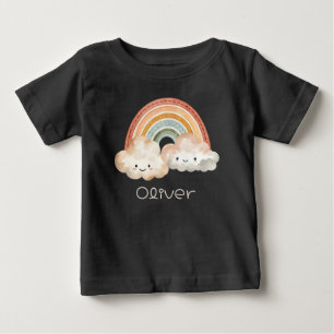 Personalisierter Niedlicher Regenbogen und Wolken Baby T-shirt