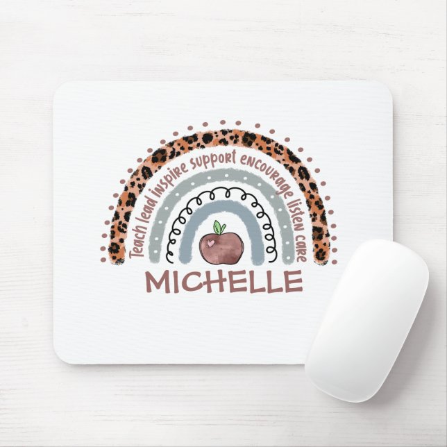 Personalisierter Niedlicher Regenbogenlehrer | IND Mousepad (Mit Mouse)
