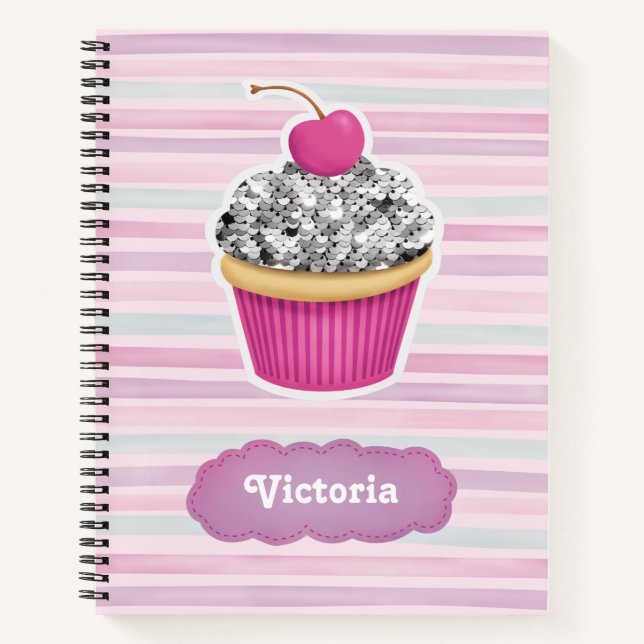 Personalisierter Niedlicher Rosa Cupcake Notizbuch (Vorderseite)