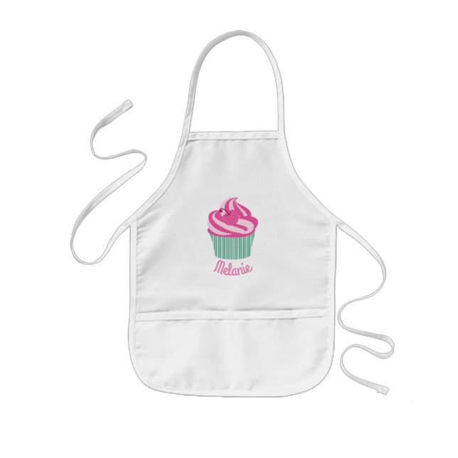 Personalisierter niedlicher rosa kleiner Kuchen Kinderschürze (Vorne)