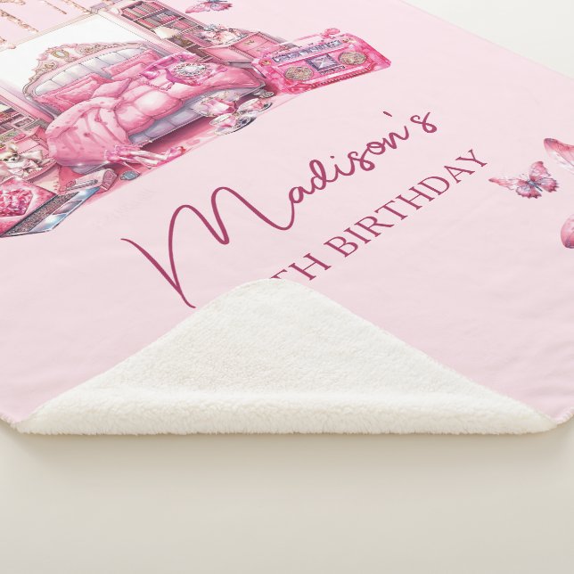 Personalisierter Niedlicher Rosa-Leepover-Girl Geb Sherpadecke (3/4)