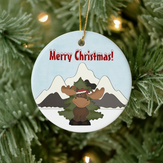 Personalisierter Niedlicher Santa Eli Keramik Ornament (Baum)