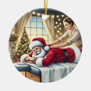Personalisierter Niedlicher Santa Erreichbarkeit e Keramik Ornament