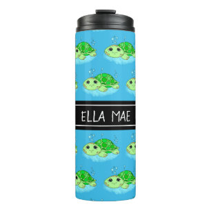 Personalisierter Niedlicher Schildkrötenname Thermosbecher