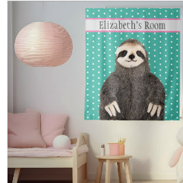 Personalisierter Niedlicher Schlaf-Tiername Kid's Wandteppich