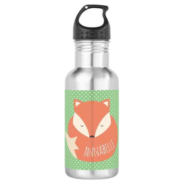 Personalisierter niedlicher SchlafenFox Trinkflasche (Vorderseite)