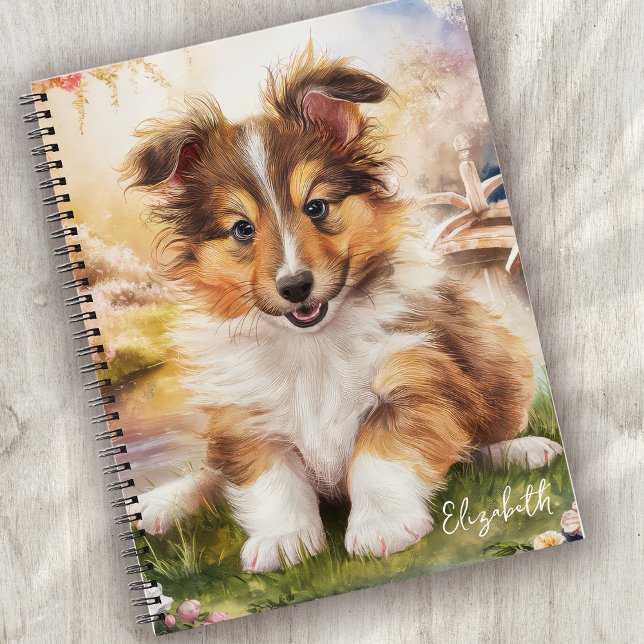 Personalisierter Niedlicher Sheltie Welpenhund Notizbuch (Von Creator hochgeladen)