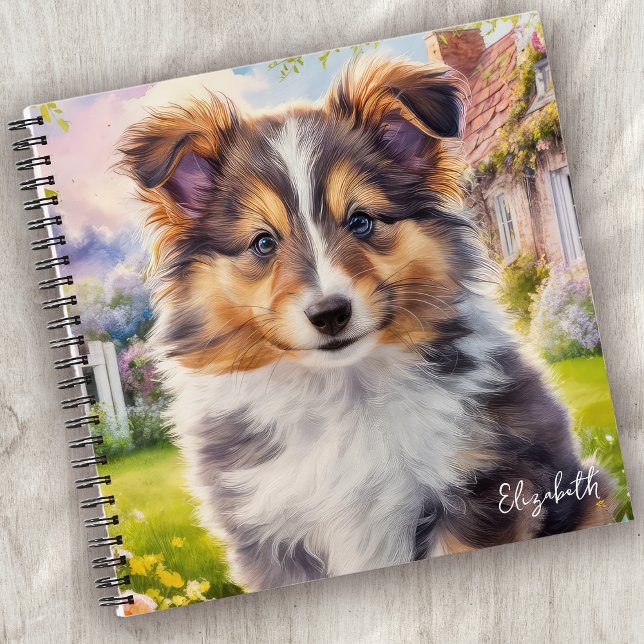 Personalisierter Niedlicher Sheltie Welpenhund Notizbuch (Von Creator hochgeladen)
