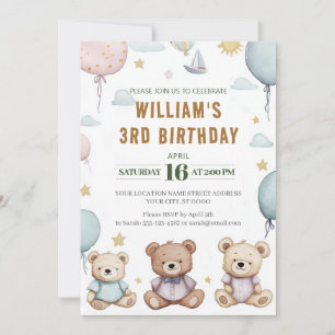 Personalisierter Niedlicher Teddy Bär Einladung zu