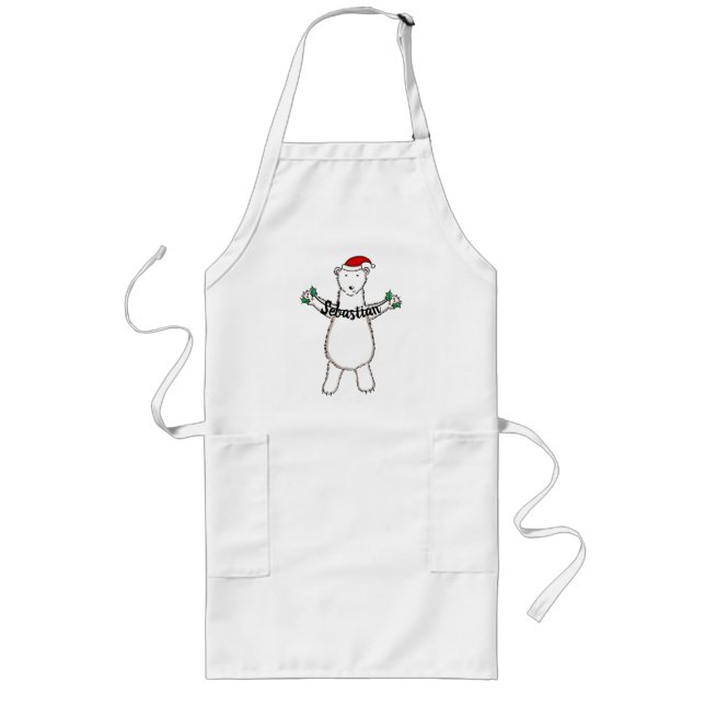 Personalisierter Niedlicher Weihnachtsbär Weihnach Lange Schürze (Vorne)