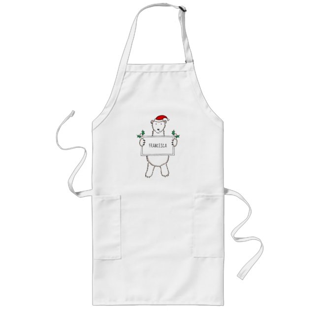 Personalisierter Niedlicher Weihnachtsbär Weihnach Lange Schürze (Vorne)