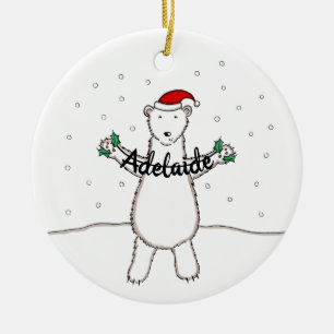 Personalisierter Niedlicher Weihnachtsbärenbaum Keramik Ornament