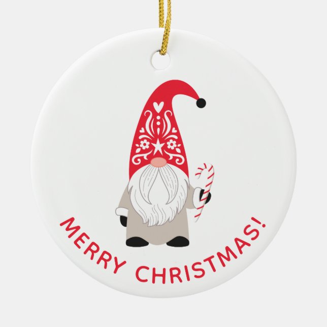 Personalisierter Niedlicher Weihnachtsbummel Keramik Ornament (Vorne)