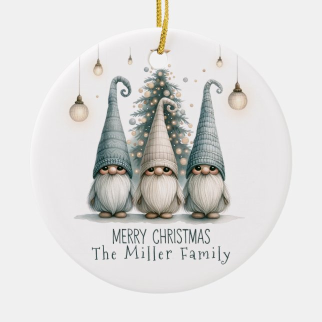 Personalisierter Niedlicher Weihnachtsgenom Keramik Ornament (Vorne)