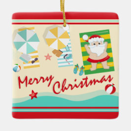 Personalisierter Niedlicher Weihnachtsmann am Stra Keramikornament