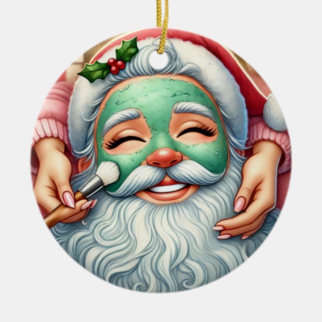 Personalisierter Niedlicher Weihnachtsmann - ein G Keramik Ornament (Vorne)