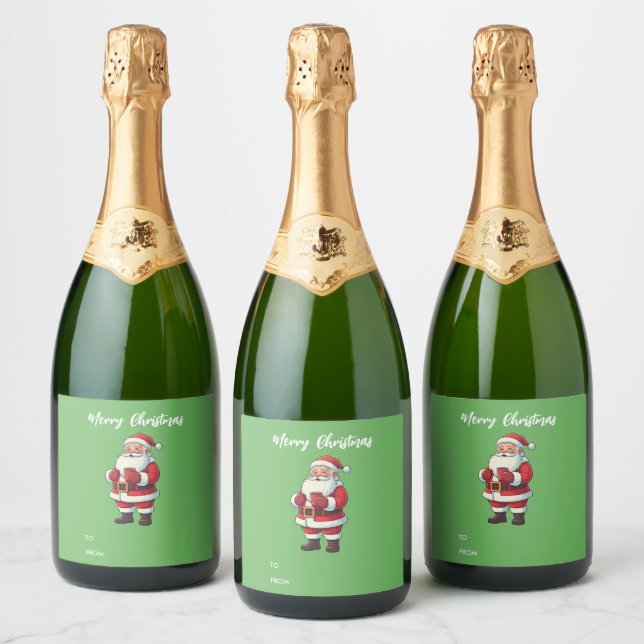 Personalisierter Niedlicher Weihnachtsmann frohe W (Flaschen)
